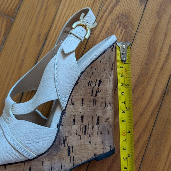 CHLOE Tan Cork Wedge Sandals - Gem Chloe Cream Wedges with Tan Cork Heel